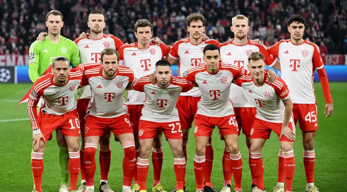 Bayern Munich players before the match (Reuters)