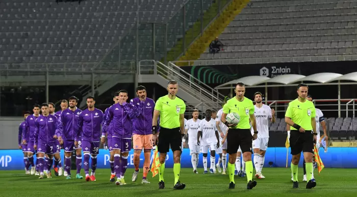 Maccabi Haifa and Fiorentina players take to the grass (Reuters)