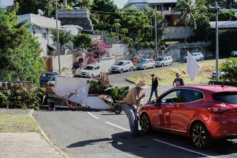 residents set up a barricade in Noumea