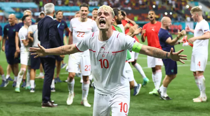 Granit Xhaka is happy after France's elimination (Reuters)