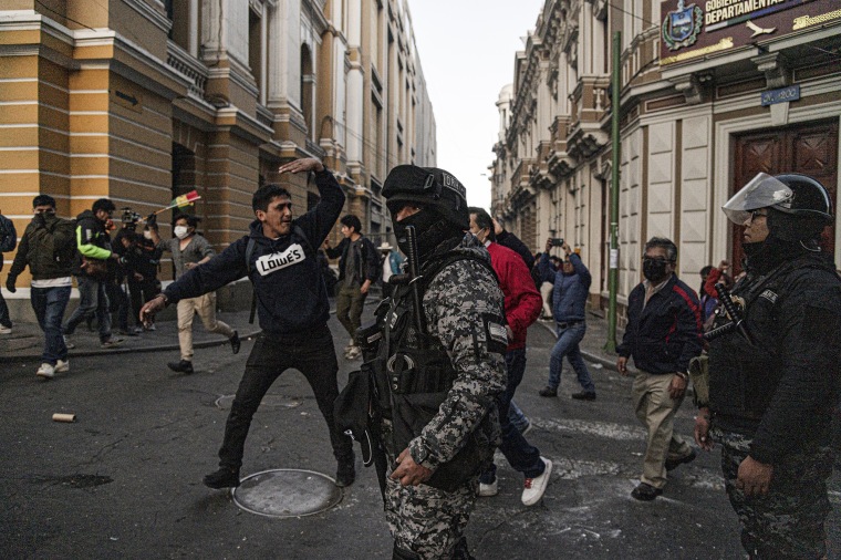 Members of the military deployed near Plaza Murillo in La Paz, Bolivia, on June 26, 2024. 